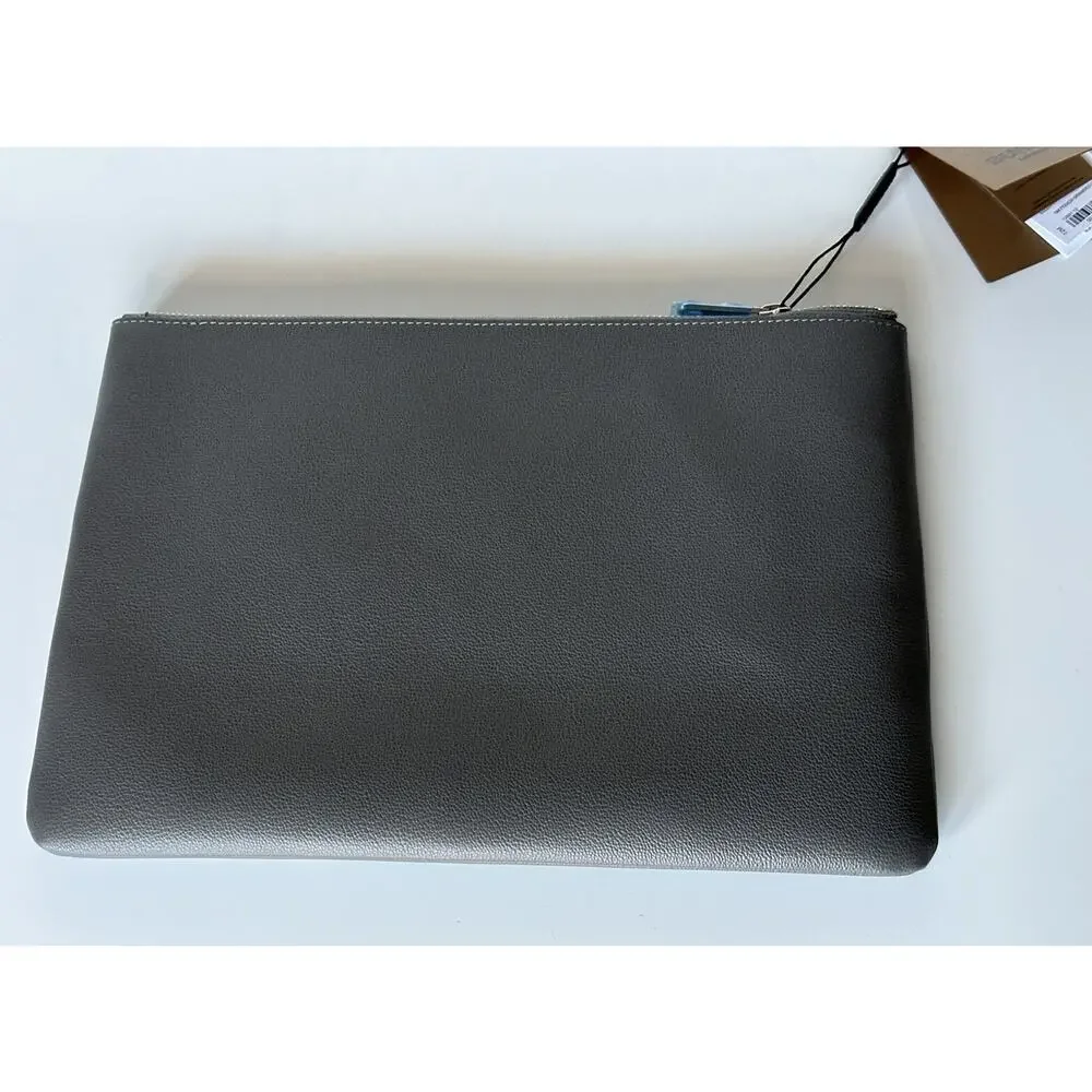 Burberry Charcoal Grey Leather Case Clutch 80528841 NWT $550